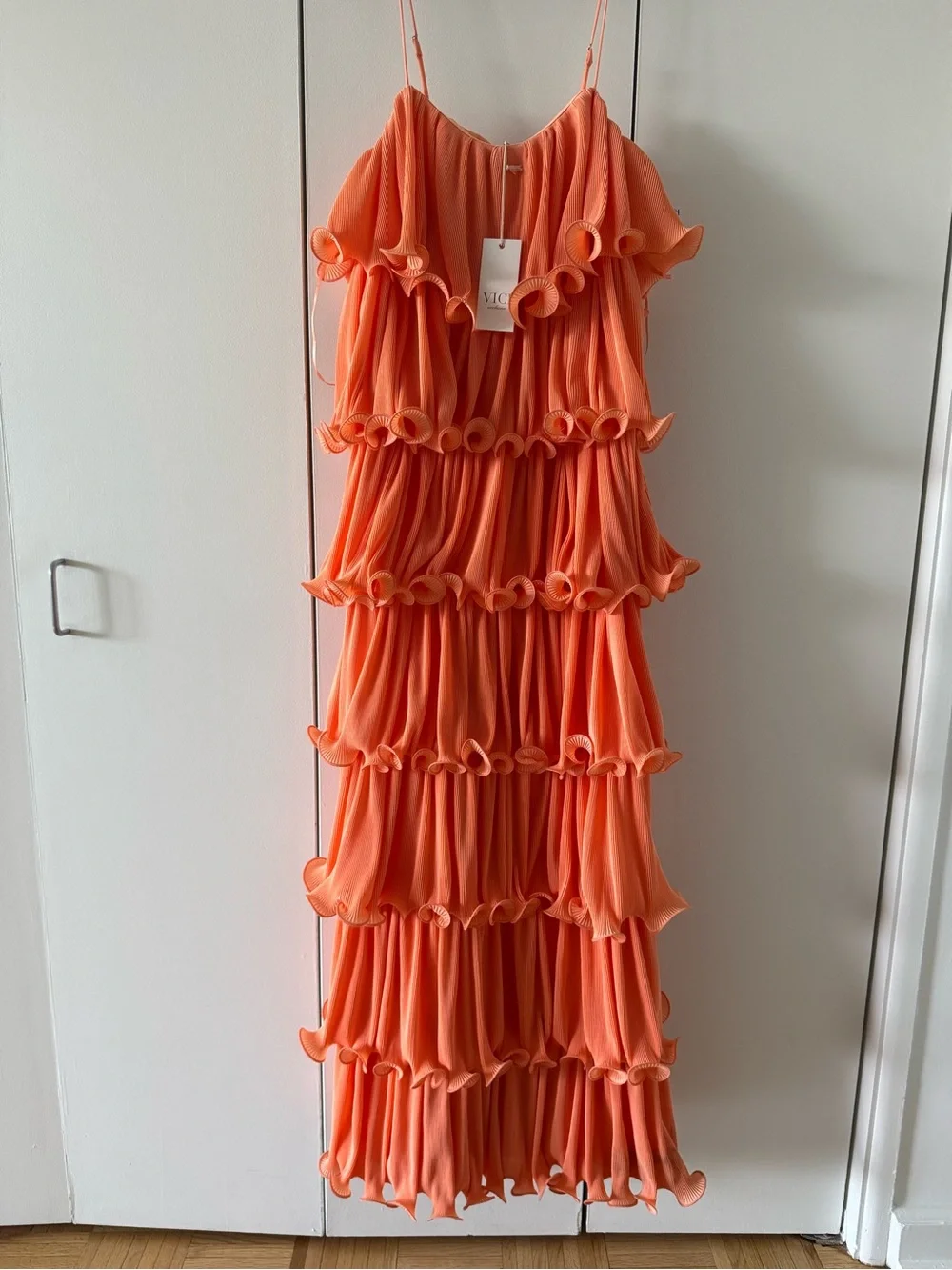 Vici Coral Orange Tiered Ruffle Maxi Dress for Girls